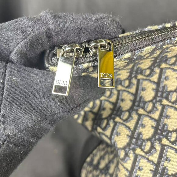 Christian Dior Oblique Canvas 48H Travel Duffle Bag Navy Blue with Shoulder Stra - Picture 7 of 11